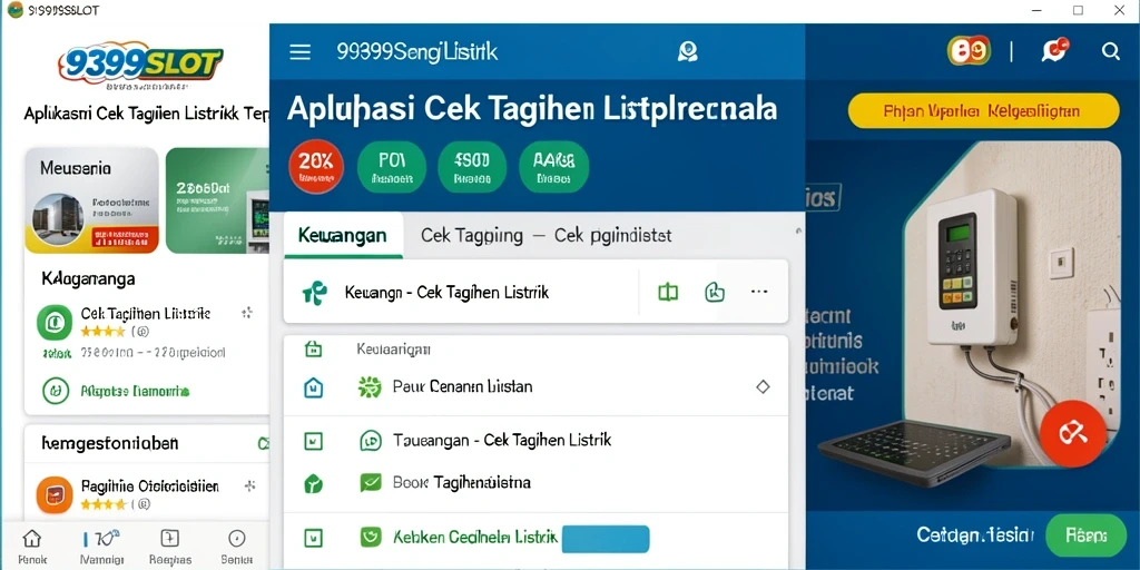 Tampilan antarmuka aplikasi 9399SLOT untuk cek tagihan listrik.