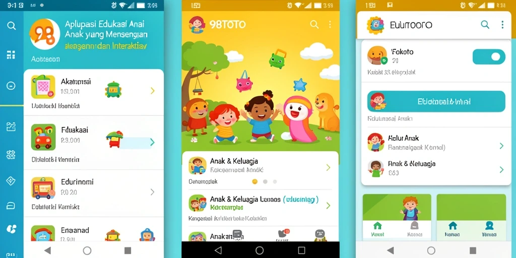 Antarmuka edukasi interaktif 98TOTO untuk anak-anak.