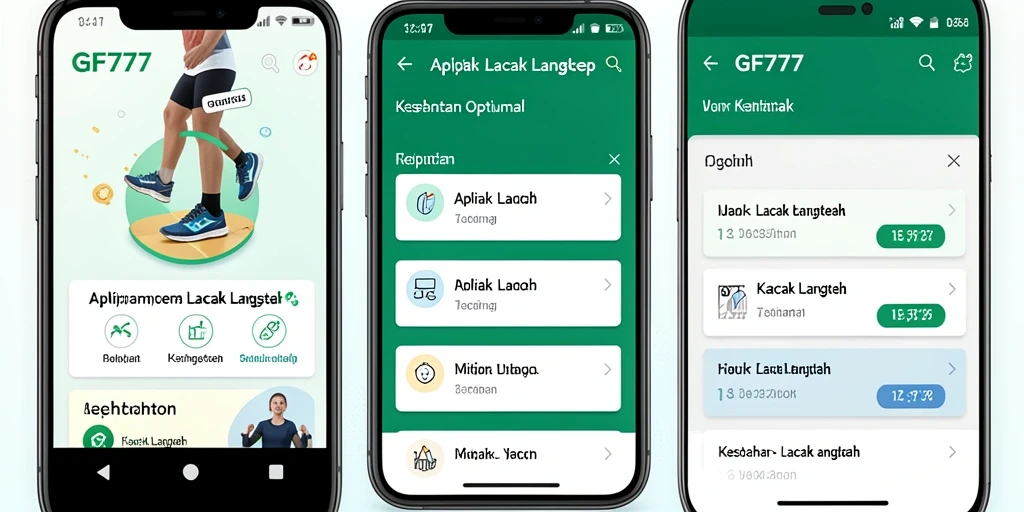 Antarmuka GF777 yang menampilkan pelacakan langkah harian.
