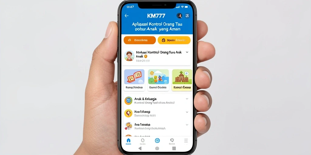 Tampilan antarmuka KM777 yang user-friendly untuk kontrol orang tua.