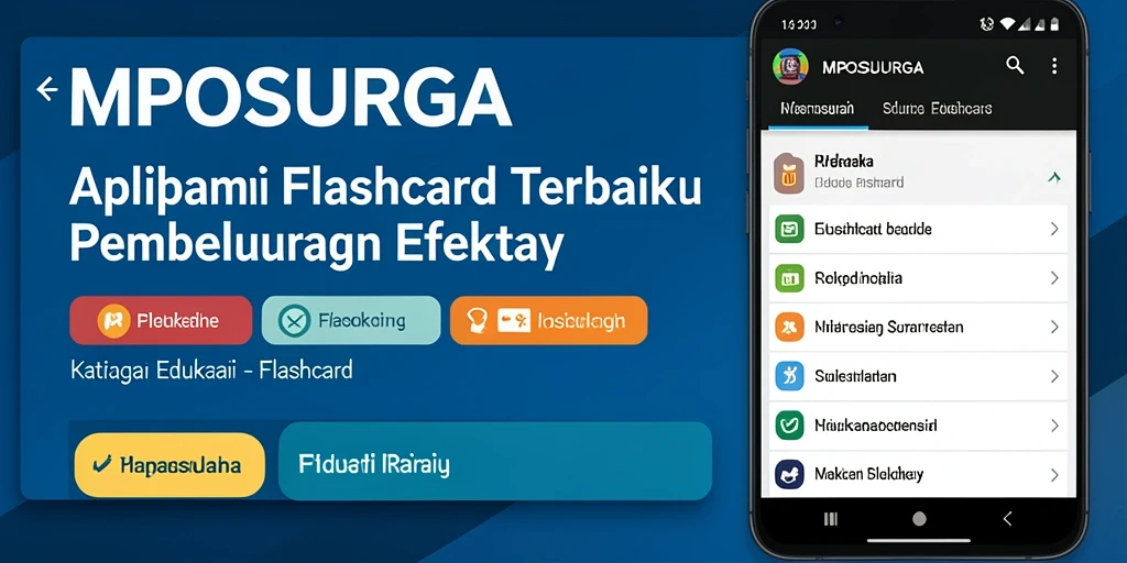 Antarmuka intuitif MPOSURGA dengan fitur Flashcard yang menarik.