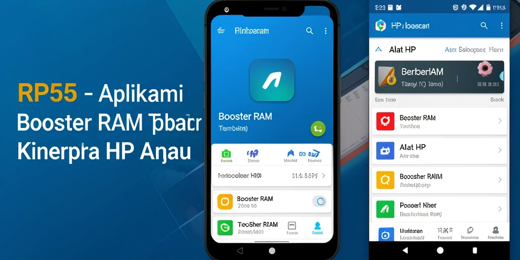 Tampilan antarmuka aplikasi RP55 yang sederhana dan fungsional untuk Booster RAM.