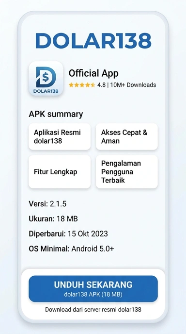 Tampilan halaman APK dolar138