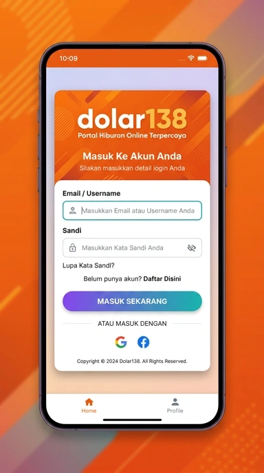 Tampilan halaman login dolar138